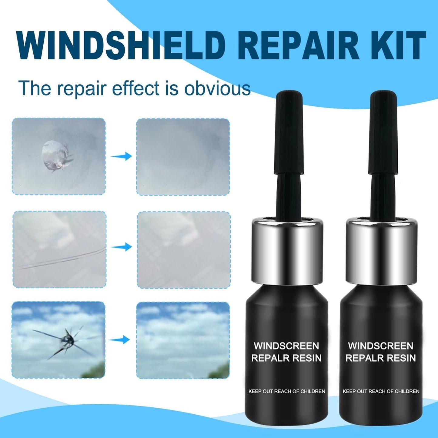 Windshield Crack Repair Kit– Stops Cracks Instantly